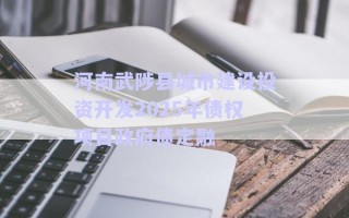 河南武陟縣城市建設(shè)投資開發(fā)2025年債權(quán)項(xiàng)目政府債定融